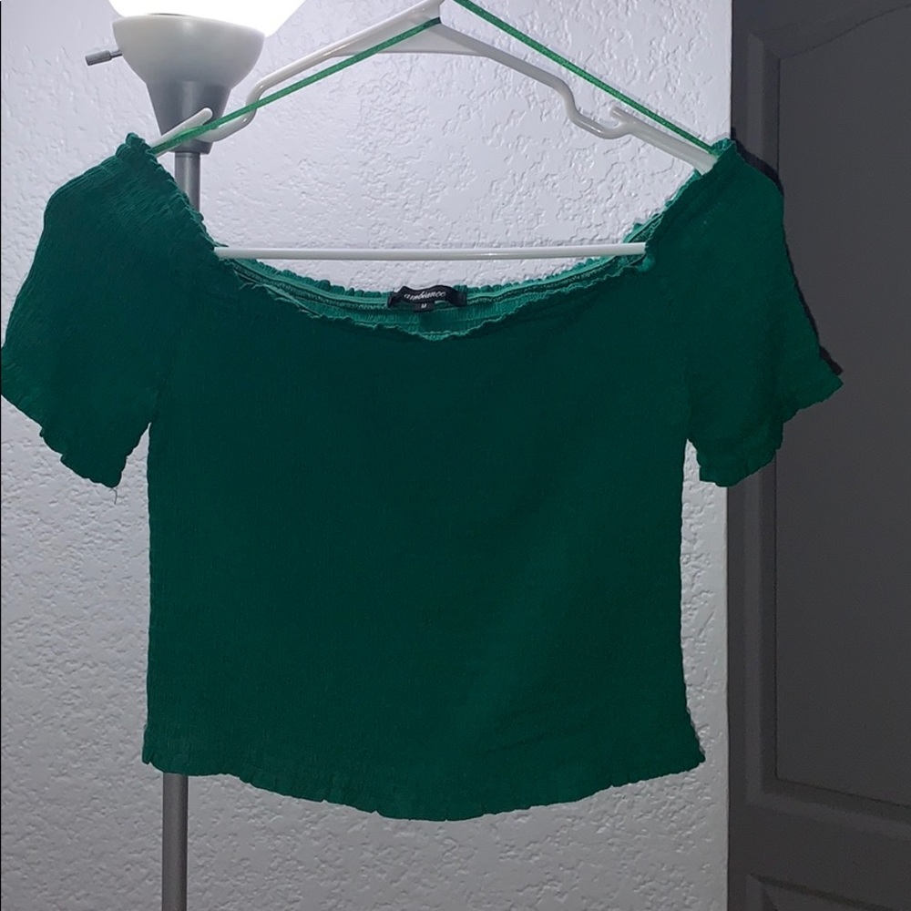 Green Off The Shoulder Crop Top